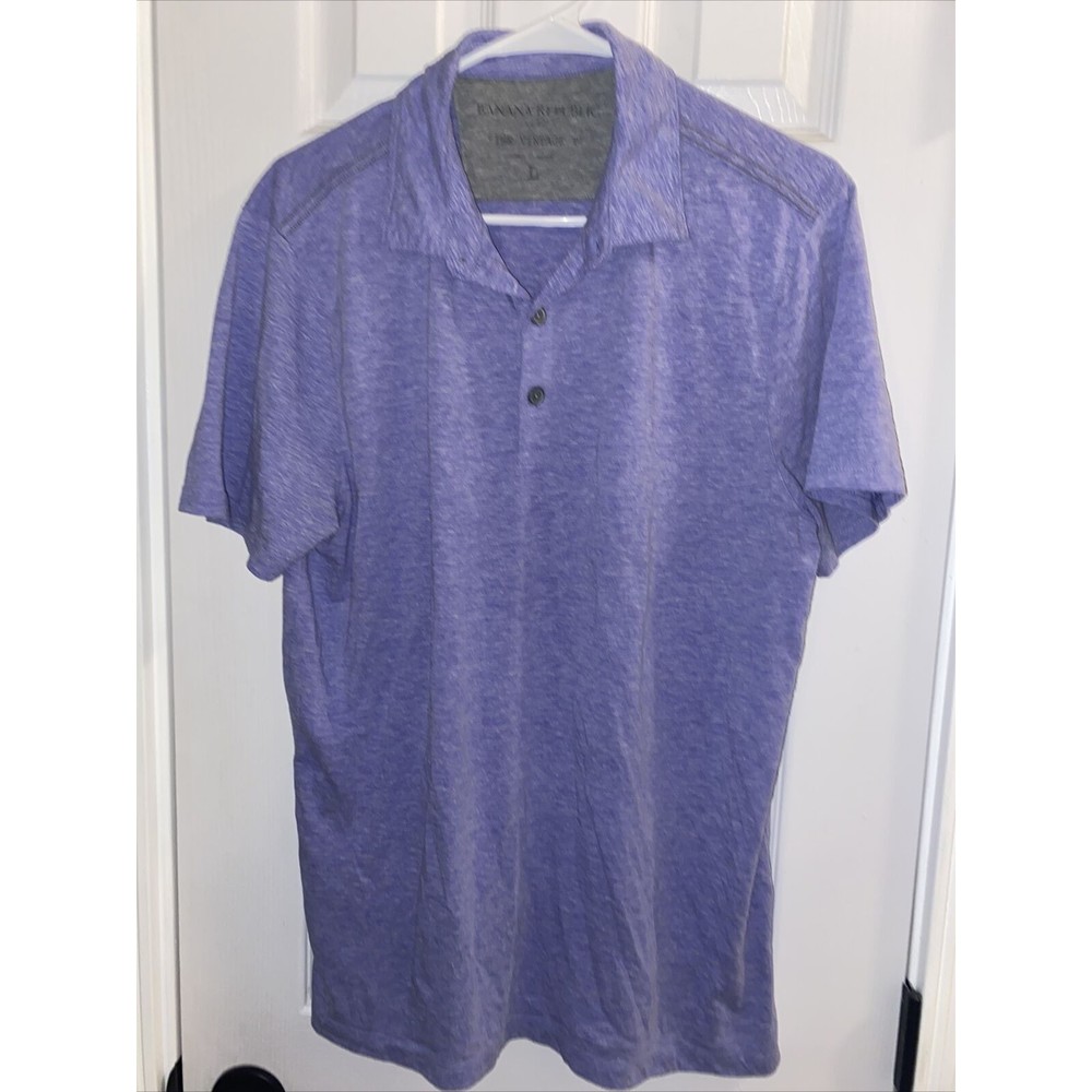 Banana Republic Mens Polo Large Short Sleeve Large Purple Polyester Mix